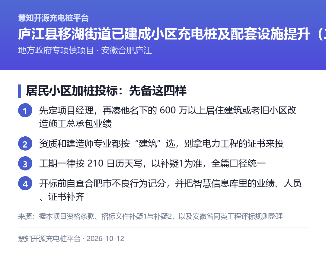 居民小区加桩投标先备四样